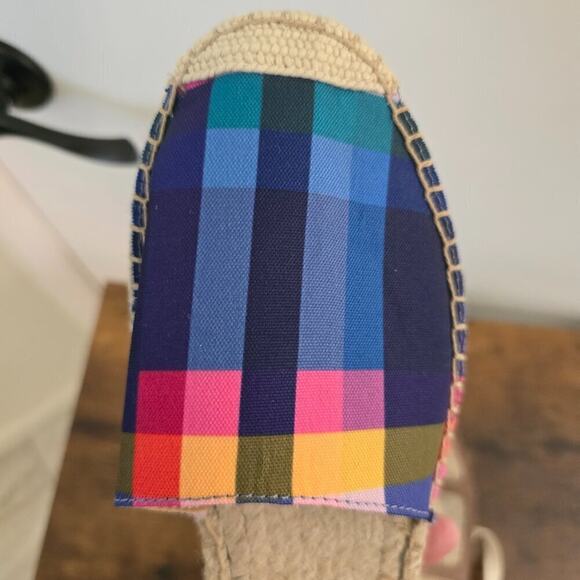 J. Crew Women’s Lace-Up D'Orsay Espadrille Plaid Madras Summer Sandals - Picture 5 of 6